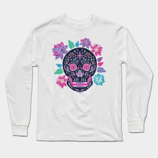 Mexican skull with flowers Long Sleeve T-Shirt